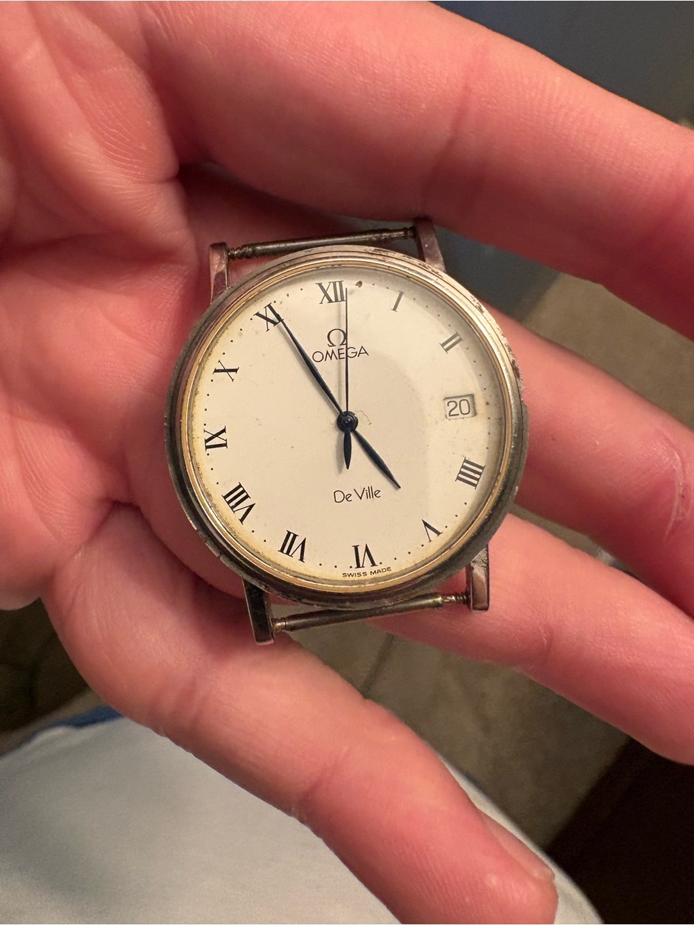 Omega white dial De Ville Quartz Steel